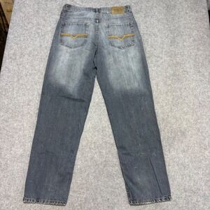 Eddie Domani Jeans Mens 34 Blue Slub Denim Straight Leg Embroidered Pockets 0290